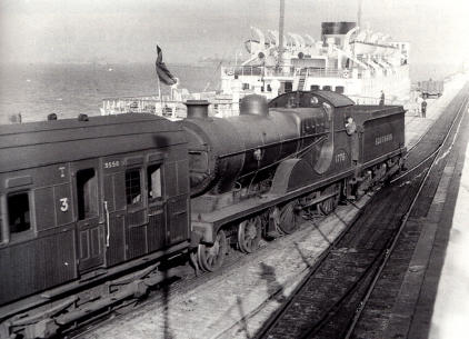 Shunting coaches on the Admiralty Pier c.1947.
