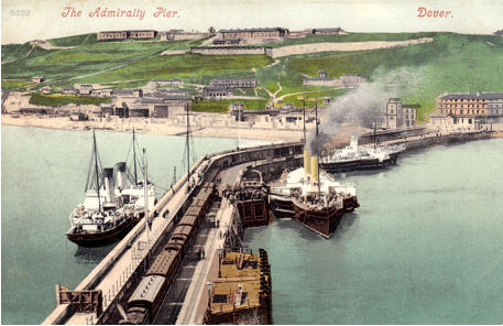 Cross-Channel Ferries c.1905.  Ferries berthed at the Admiralty Pier.