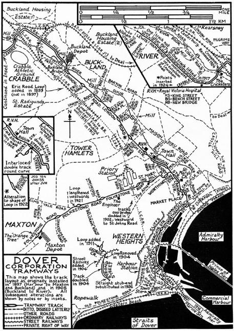 Map of the Dover Corporation Tramway.