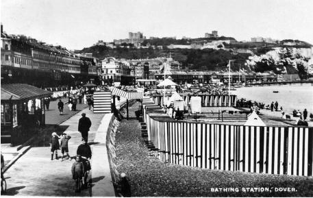 The bathing station on the beach c.1930.