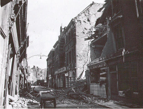 The Royal Hippodrome September 1944. This piture shows the damage done by the shell on 25th September 1944.