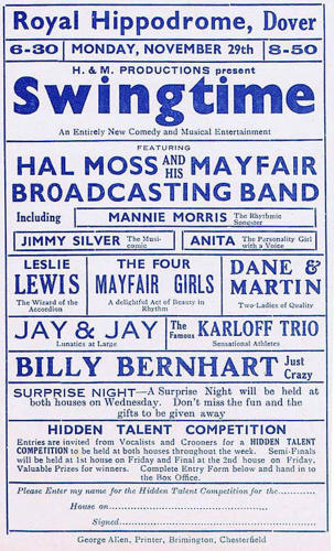 The Royal Hippodrome, 1937.  A handbill advertising the coming week's attractions.