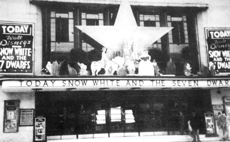 The Regent Cinema, 1938.  The advertising display for 'Snow White and the Seven Dwarfs'.