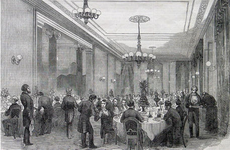 Lord Warden Hotel, Dining Room.  Seen around the time of opening in the 1850s.