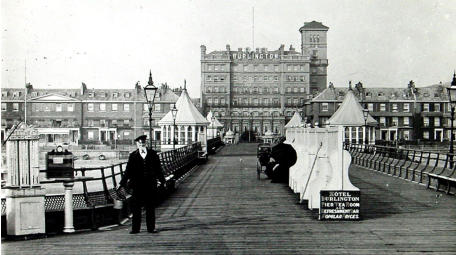 Burlington Hotel c.1897.  Seen from the Promenade Pier.