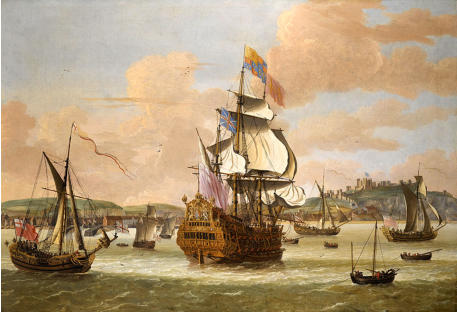 HMS Triumph off Dover. King Charles II and the Duke of York on board c.1671/2