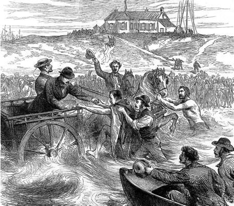 Captain Webb landing at Calais.