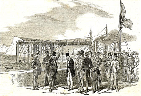 Wellington at the Admiralty Pier.  The Duke carrying out his last public engagement at the new Admiralty Pier, September 1852.