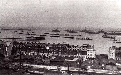 The Dover Patrol in the harbour from the Western Heights.
